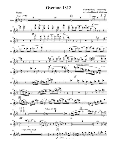 Overture 1812 Sheet music for Flute | Download free in PDF or MIDI | Musescore.com