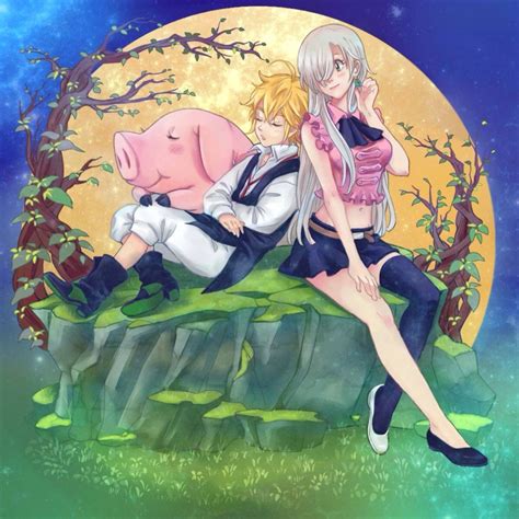 Meliodas x Elizabeth + Hawk | Seven deadly sins anime, Anime, Seven ...