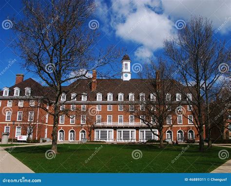 University Of Illinois Quad Building, Blue Sky And Tree Stock Photo ...