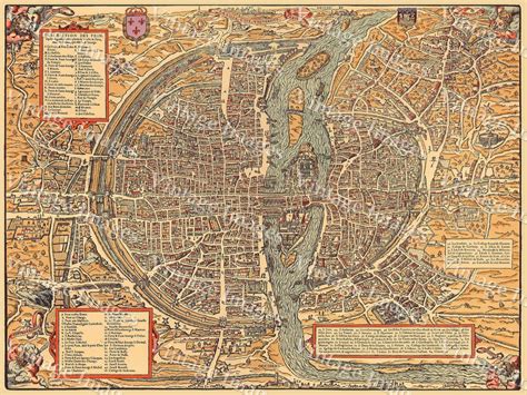 Mapa vintage de París Histórico 1575 PLAN DE PARIS Francia | Etsy