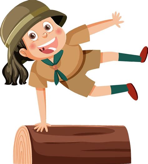 Scout girl cartoon character dancing 14008124 Vector Art at Vecteezy