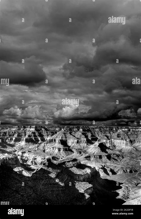 Black and white Cloudy day Grand Canyon Arizona Stock Photo - Alamy