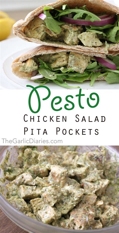 Pesto Chicken Salad Pita Pockets