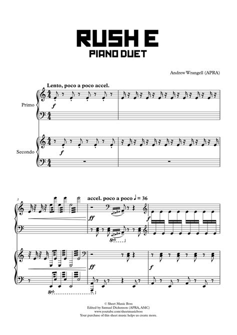 Rush E Piano Duet Version (Piano Sheet Music PDF) | Sheet music, Piano sheet music letters ...