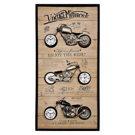 Vintage Three Motorcycles Wall Clock | Boxman