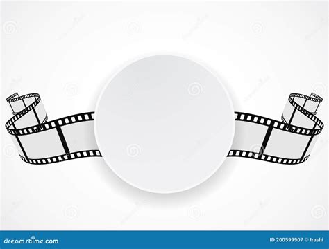 Film Reel Strip Round Label Banner Stock Vector - Illustration of ...