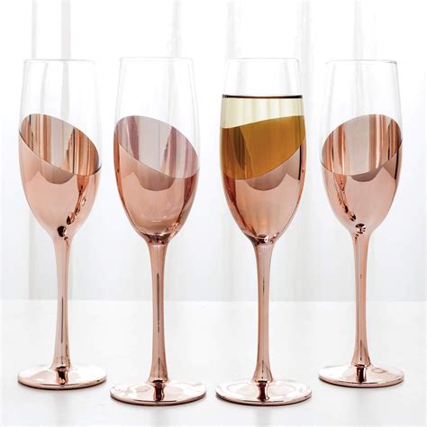 MyGift Modern Champagne Flute Glasses in Rose Gold-Tone Finish, Set of 4 : Amazon.ca: Home