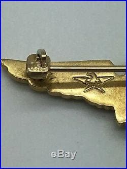 Rare 10k Yellow Gold H&H Naval Aviator Pilot Wings Pin USN Vintage ...