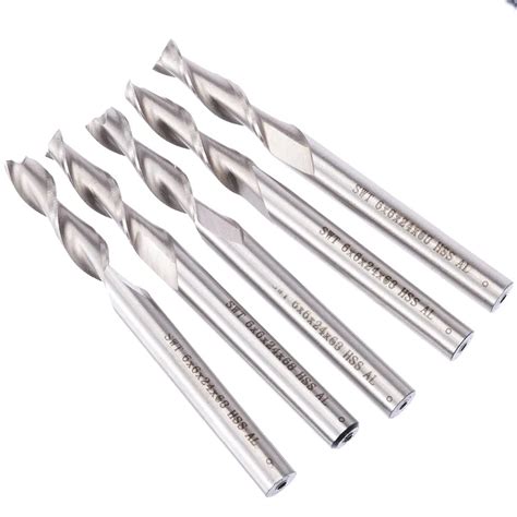 5Pcs 2 Flute End Mill Set HSS & Aluminium Extended CNC Milling Cutter Kit 6mm For Power Tools-in ...