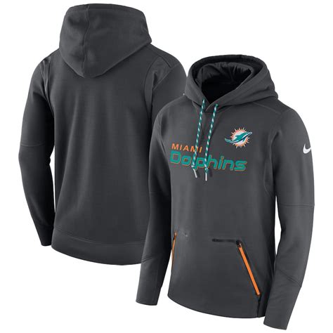 Nike Miami Dolphins Anthracite Sideline Player Performance Pullover Hoodie