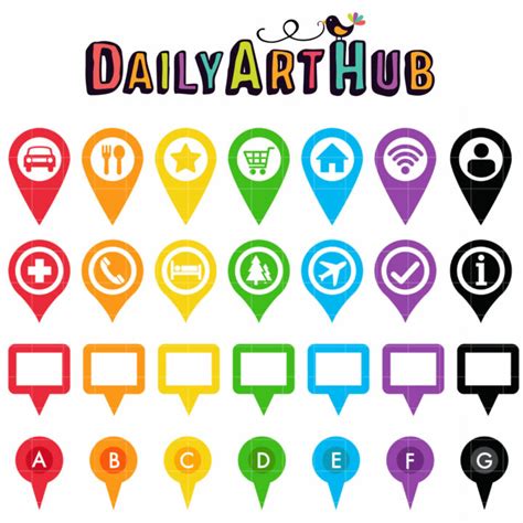 Map Markers Clip Art Set – Daily Art Hub // Graphics, Alphabets & SVG