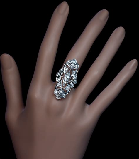 Vintage Long Finger Rings - French Openwork Diamond Ring - Antique ...