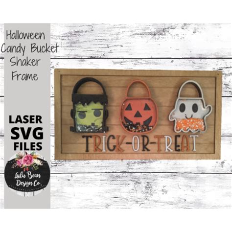 Halloween Candy Bucket SVG Shaker Sign Wood Glowforge Laser Cut File ...