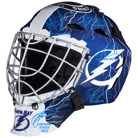 Tampa Bay Lightning 2021 Stanley Cup Champions Autographed Replica Goalie Mask with Multiple ...