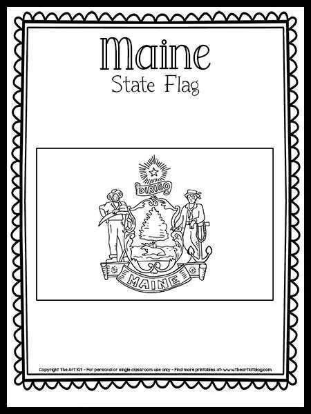 Maine State Flag Coloring Page {Free Printable!} - The Art Kit