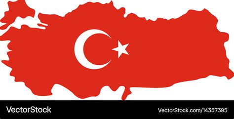 Turkey map in national flag colors icon isolated Vector Image