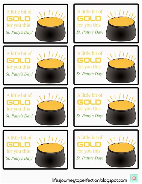 Life's Journey To Perfection: A little bit of Gold for St. Patty's Day! Free printable tags and ...