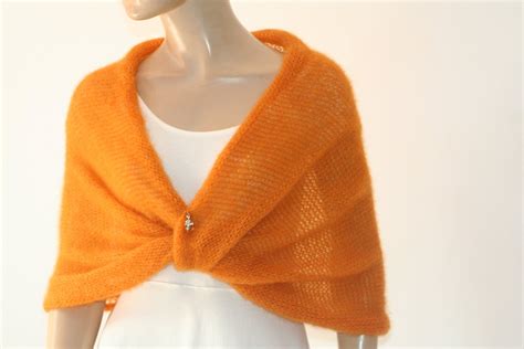 Orange Shrug Bridesmaid Cover Up Knitted Shawl Summer | Etsy | Knitted ...