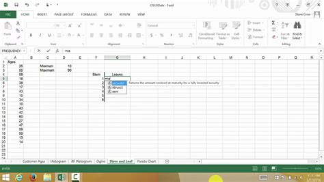 Excel Creating a Stem and Leaf Plot - YouTube