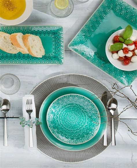 Euro Ceramica Peacock 16 Piece Dinnerware Set - Macy's