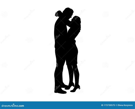 Silhouette of Loving Couple Man and Woman Hugging Stock Vector ...