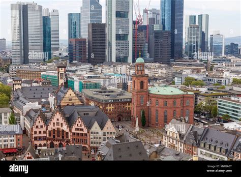 Frankfurt city view with modern architecture and Romerberg Stock Photo - Alamy