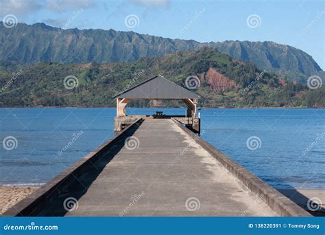 The Pier Located in Hanalei Bay, Kauai Stock Image - Image of turquoise ...