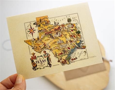 Texas Map Card Funny Texas Notecard Cowboy Greeting Card | Etsy