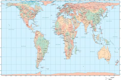 World Map - Europe / Africa Centered - Gall Projection