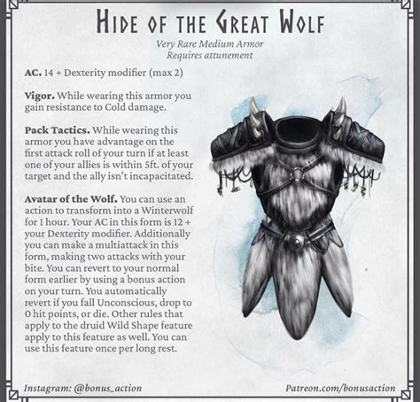 Hide of The Great Wolf | Dnd dragons, Dnd druid, Dnd 5e homebrew