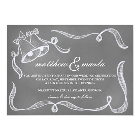 Vintage Chalkboard Wedding Bells Invitation | Zazzle