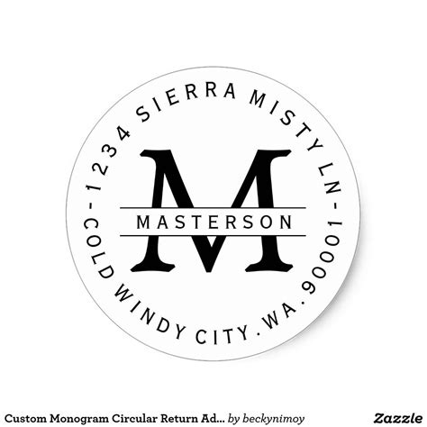 Custom Monogram Circular Return Address Label Monogram Stickers, Personalized Stickers, Custom ...