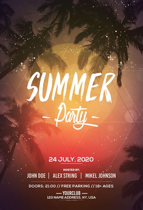 Download Summer Party PSD Flyer Template for free. This beach flyer is editable and suitable for ...