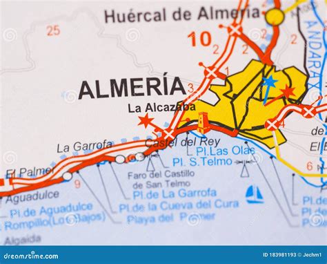 Macro Picture of the Location on the Map of the City of Ronda in Spain in Colour Stock Image ...