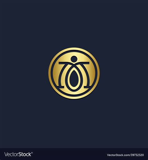 M monogram round gold logo Royalty Free Vector Image