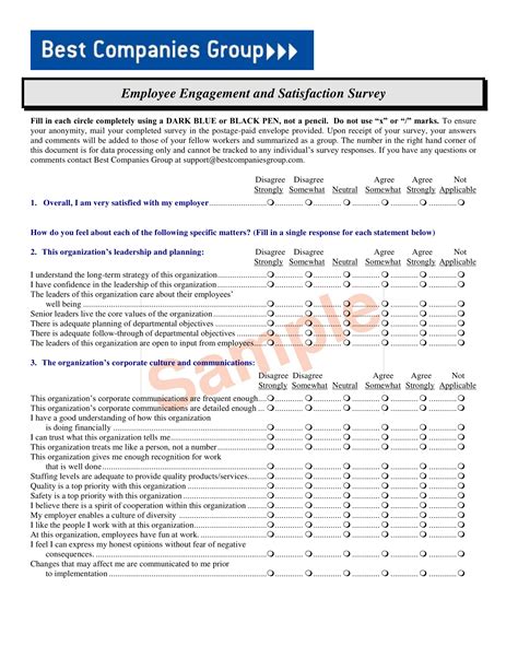 Employee Satisfaction Survey Form - 14+ Examples, Format, Pdf, Tips