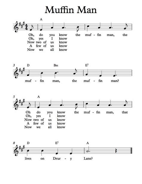 Free Sheet Music for Do You Know The Muffin Man. Children’s Song. Enjoy! Violin Sheet Music ...