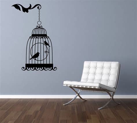 Hanging Bird Cage Room Vinyl Wall Decal Graphics 21"x14" Bedroom Decor ...