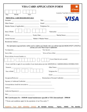 Visa Card Application Form - Fill Online, Printable, Fillable, Blank | pdfFiller