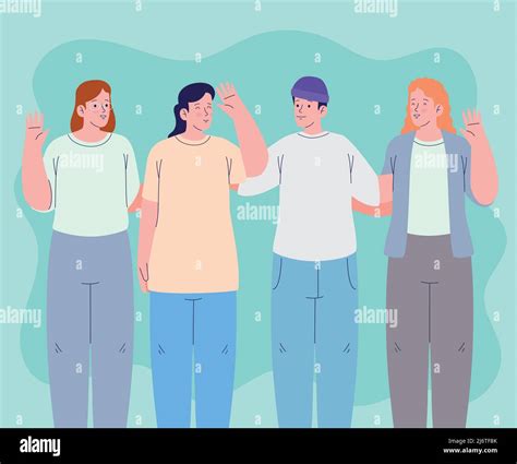 four friends group standing Stock Vector Image & Art - Alamy