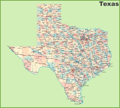 Texas Map With Counties And Cities