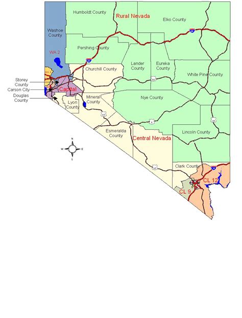 Nevada State Map By County - Amanda Marigold