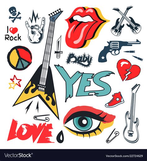 Rock and punk culture set Royalty Free Vector Image