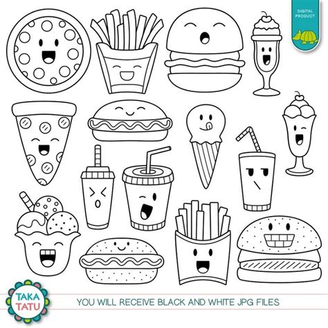 Kawaii Fast Food Digital Stamp Fast Food Clipart / Cute Fast | Etsy ...