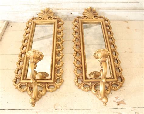 Vintage Mirror Wall Candle Sconces Pair Regency Wall Sconces - Etsy