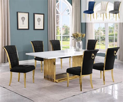 D313 with SC324-7: Big White Marble Dining Set (7 & 9pc, 4 Colors) – Best Quality Furniture