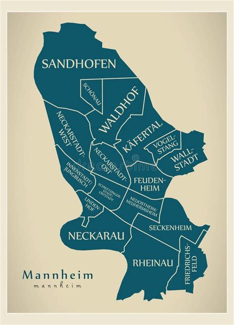 Modern City Map - Mannheim City of Germany with Boroughs and Tit Stock ...