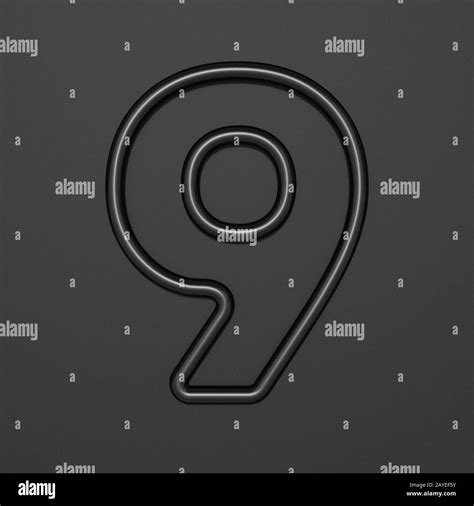 Black outline font Number 9 NINE 3D Stock Photo - Alamy