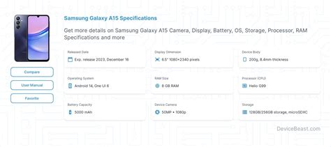 Samsung Galaxy A15 Specifications | DeviceBeast.com