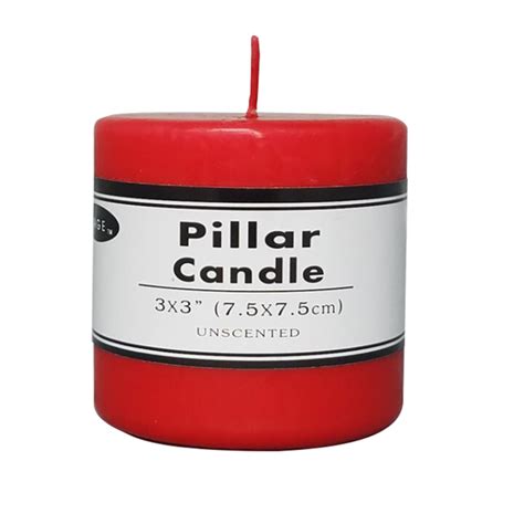 36 x Red Unscented Pillar Candles 7.5 x 7.5cm / 3x3'' Box of Wholesale ...